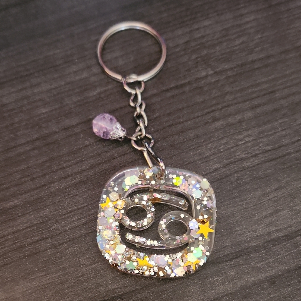 Zodiac Cancer Resin Keychain